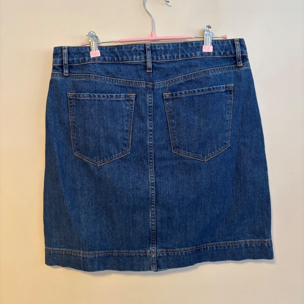 LOFT High Waist Cotton Button Up Mini Skirt Dark Wash Blue Womens Size 6 NWT - Picture 2 of 3